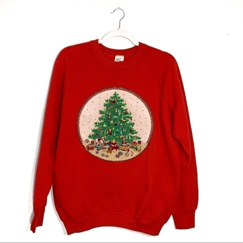 Vintage Hand beaded Christmas Sweatshirt - Picture 3 of 5
